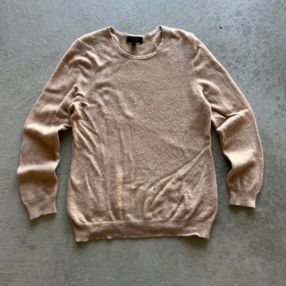 Vintage Cashmere Charter Club‎ Luxury Sweater Size XL Tan Crewneck Pullover